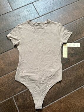 No Boundaries Taupe Short Sleeve Bodysuit